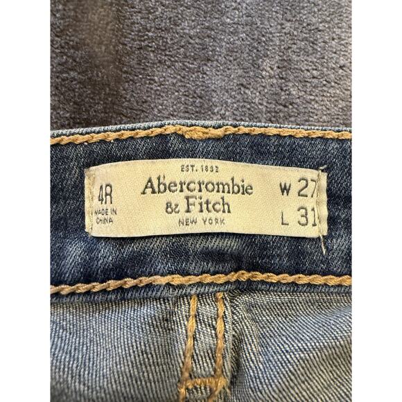 Abercrombie & Fitch Jeans Womens 4R W27 L31 Blue Distressed Skinny Raw Hem - Picture 10 of 15